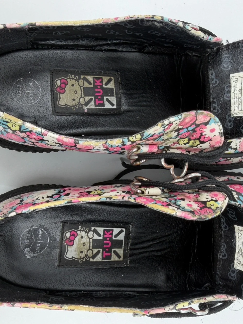 T.U.K.Hello Kitty Floral Mondo Creepers featuring a vibrant floral pattern SZ 10